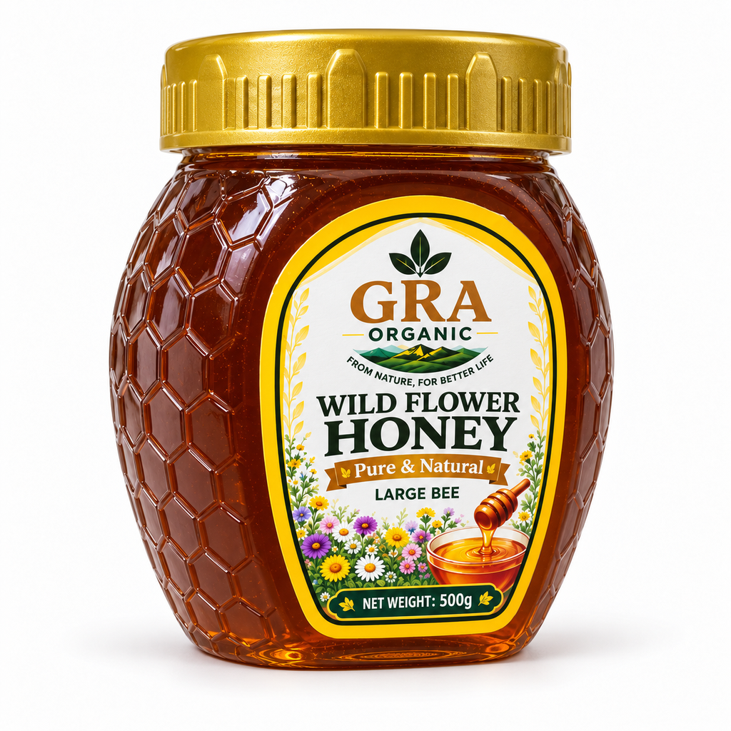 Wild Large Bee Honey — left angle — 500g