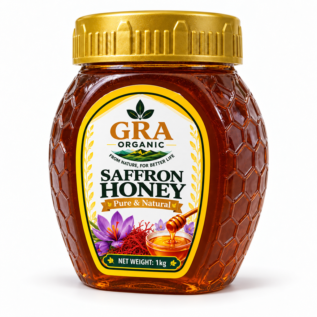 Saffron Honey – right angle – 1kg