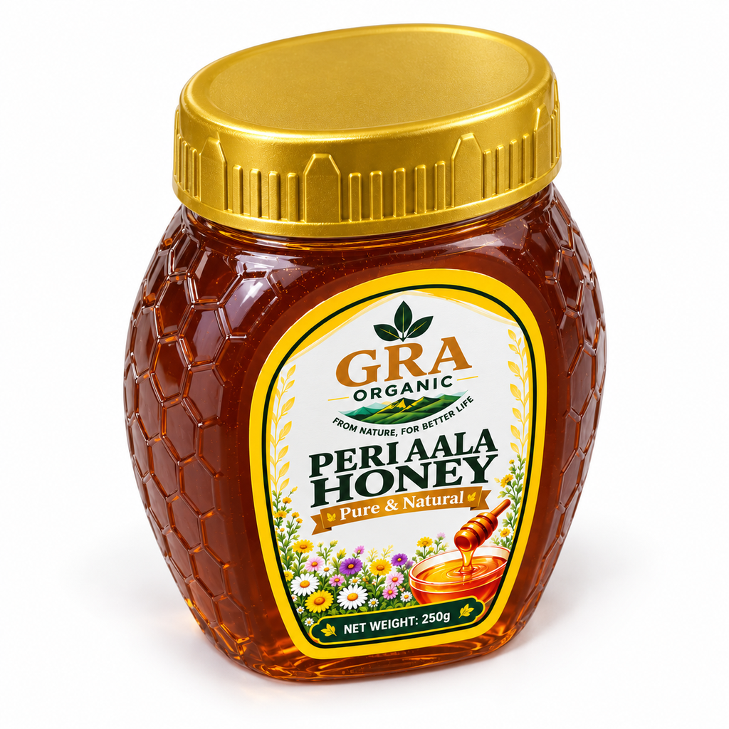 Peri Aala Honey – top angle – 250g